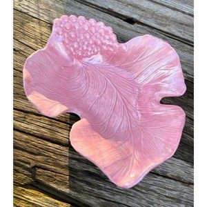Vintage MCM Pink Lusterware Leaf Shape Bowl DIsh Decor